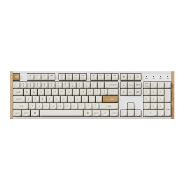 K10H-Q1 Keychron K10 HE 100 Hot-Swap Gateron Dbl wr 02 Keychron K10 HE Special Edition Full-size Hot-Swap Gateron Dbl-Rail Nebula Switch RGB Wireless Keyboard - White (Wood + Al)