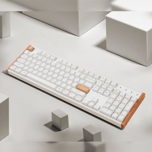K10H-Q1 Keychron K10 HE 100 Hot-Swap Gateron Dbl wr 05 Keychron K10 HE Special Edition Full-size Hot-Swap Gateron Dbl-Rail Nebula Switch RGB Wireless Keyboard - White (Wood + Al)