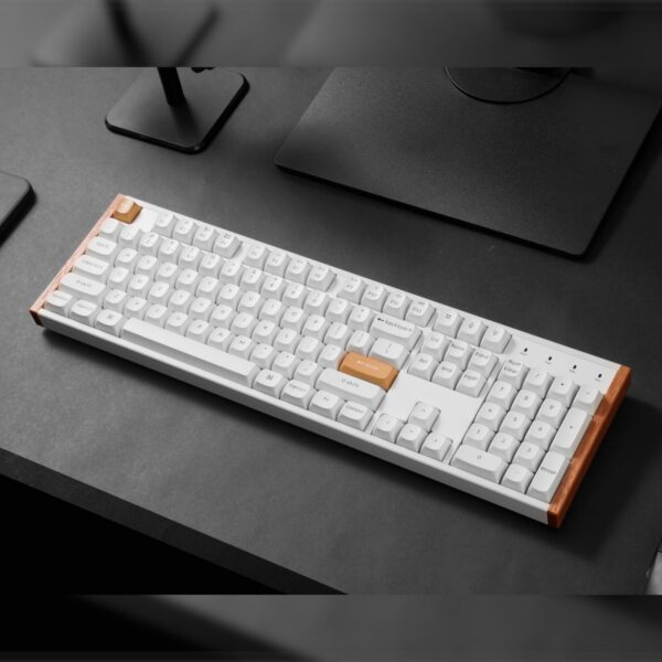 K10H-Q1 Keychron K10 HE 100 Hot-Swap Gateron Dbl wr 07 Keychron K10 HE Special Edition Full-size Hot-Swap Gateron Dbl-Rail Nebula Switch RGB Wireless Keyboard - White (Wood + Al)