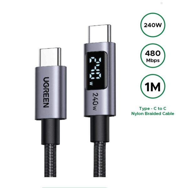 UGREEN 240W USB Type-C Cable with LED Display 1M