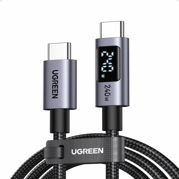 L530-65867 UGREEN 240W USB Type-C Cable with LED Di wr 03 UGREEN 240W USB Type-C Cable with LED Display 2M