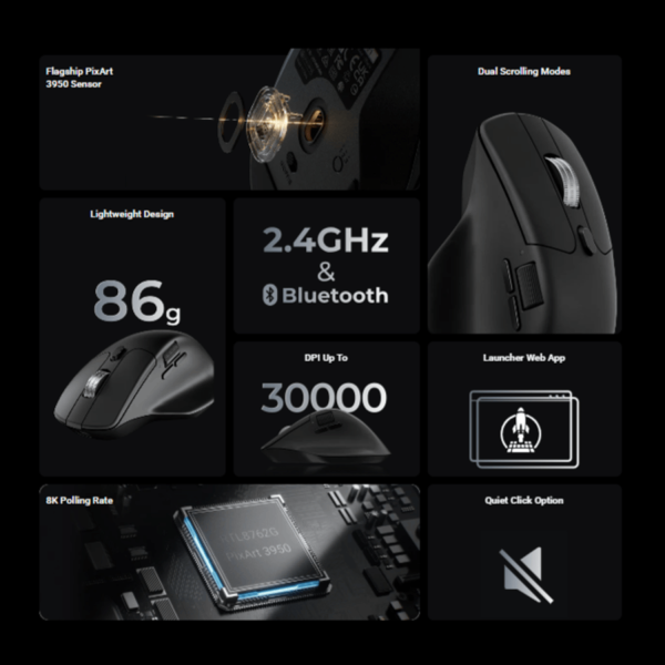 Keychron M6S-B72 1K Wireless Mouse (BT/2.4GHz/Wired) - Black