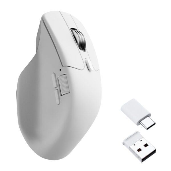 M6S-B72 Keychron M6SB72 1K Wireless Mouse BT24GH wr 01 Keychron M6SB72 1K Wireless Mouse (BT/2.4GHz/Wired) with Huano silent Micro switch and premium wheel - White