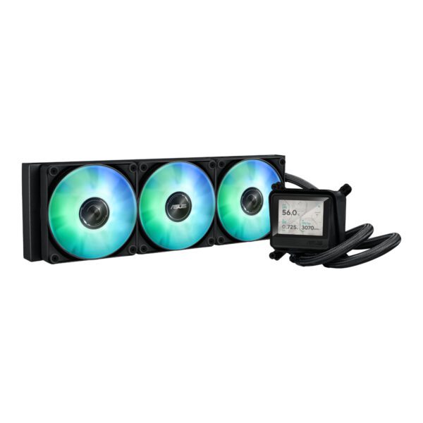 MAXGAMINGLC360ARGBLCD Asus-MAX-Gaming-LC-360-ARGB-LCD-All-in-one-CPU-Liquid-Cooler-Black wr 01a Asus MAX Gaming LC 360 ARGB LCD All-in-one CPU Liquid Cooler - Black