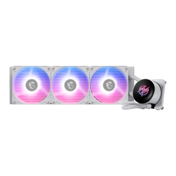 MPGCORELIQUIDP13360WH MSI-MPG-Coreliquid-P13-360-AIO-Liquid-CPU-Cooler-White wr 02a MSI MPG Coreliquid P13 360 AIO Liquid CPU Cooler - White