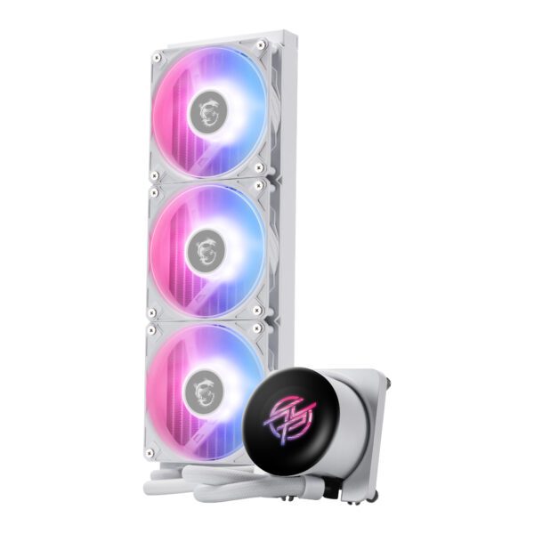 MPGCORELIQUIDP13360WH MSI-MPG-Coreliquid-P13-360-AIO-Liquid-CPU-Cooler-White wr 03a MSI MPG Coreliquid P13 360 AIO Liquid CPU Cooler - White