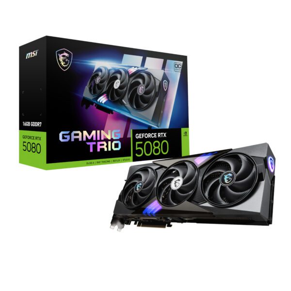 MSI RTX5080GAMINGTRIOOC16GB wr 01 MSI GeForce RTX 5080 GAMING TRIO OC 16G Graphics Card