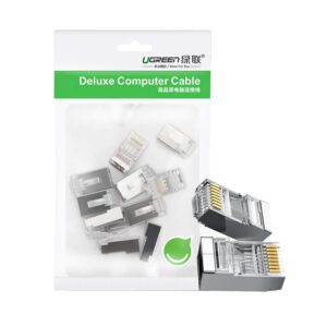 NW111-50248 UGreen-NW111-RJ45-Cat6-Ethernet-Network-Head wr 01 UGREEN NW111 RJ45 Cat6 Ethernet Network Head 100 Pack - Silver/Transparent