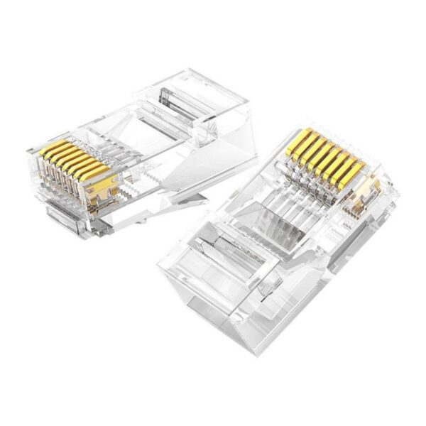 NW120-50961 UGREEN-Cat6-RJ45-Modular-Plugs-Transparent-with-Gold-Contacts-10-Pieces wr 03 UGREEN Cat6 RJ45 Modular Plugs - Transparent with Gold Contacts (10 Pieces)