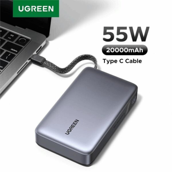 PB537-95178B UGREEN Nexode Power Bank 20000mAh 55W wi wr 04 UGREEN Nexode Power Bank 20000mAh 55W with built-in USB Type-C Cable