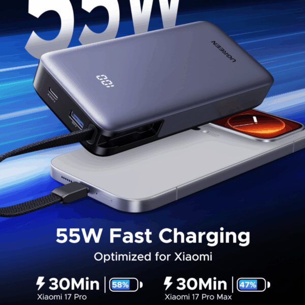 PB537-95178B UGREEN Nexode Power Bank 20000mAh 55W wi wr 06 UGREEN Nexode Power Bank 20000mAh 55W with built-in USB Type-C Cable