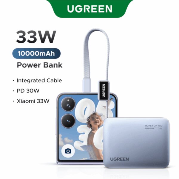 PB584-75173B UGreen Nexode Power Bank 10000mAh 30W wi wr 07 UGreen Nexode 10000mAh 30W Power Bank with Built-in USB Type-C Cable