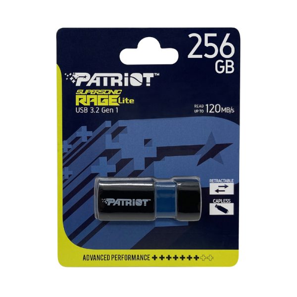 PEF256GRLB32U wr 07 Patriot Rage Lite 256GB USB3.2 Flash Drive - Black