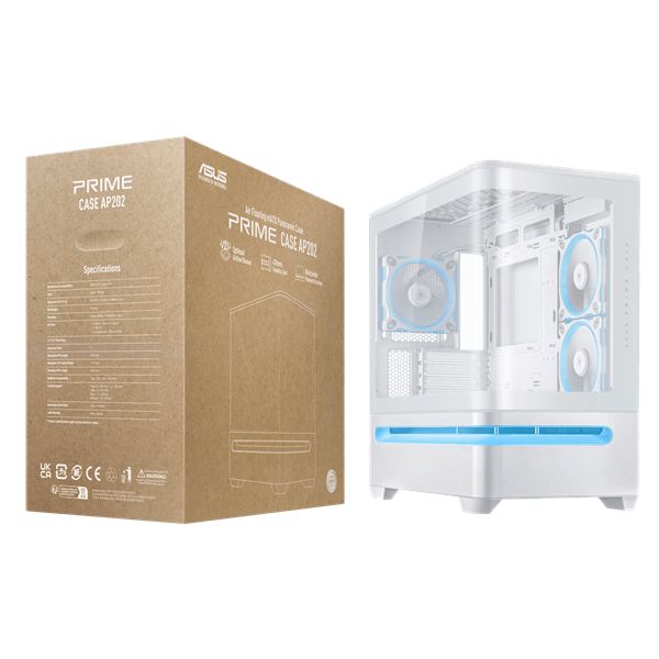 PRIMEAP202-WH ASUS Prime AP202 ARGB mATX White Chassis wr 08 ASUS Prime AP202 ARGB mATX White Chassis