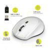Port 900714 wr 03b Port Connect Silent 1600DPI 3 Button Wireless Mouse - White