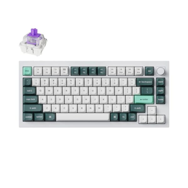 Q1H-M1-wr-01-1 Keychron Q1H-P1 QMK Wireless Custom Keyboard - White