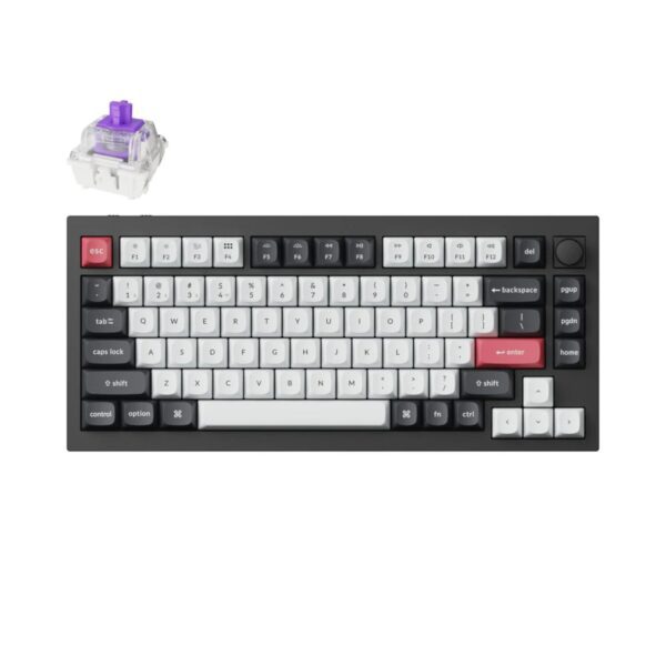 Q1H-M1-wr-01 Keychron Q1H-M1 QMK Wireless Custom Keyboard - Black