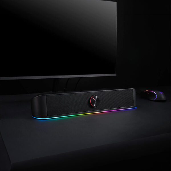 REDRAGON 2.0 Sound Bar ADIEMUS 2 x 3W RGB USB|Aux PC Gaming Speaker - Black