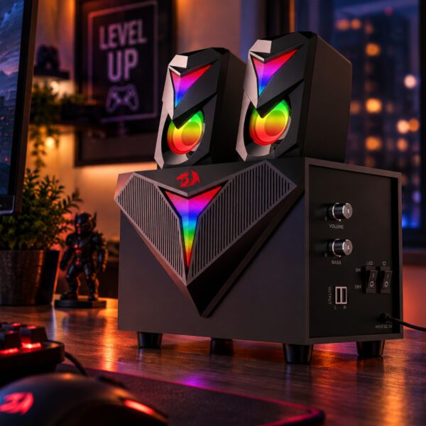 REDRAGON 2.1 Satellite Speaker TOCCATA RGB 11W Gaming Speaker - Black