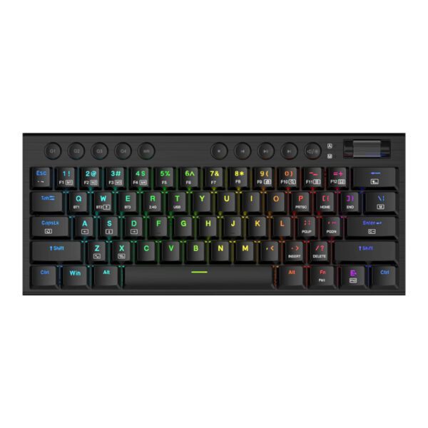 RD-K632RGB-PRO wr 01 REDRAGON Horus Mini Pro 61Key Wireless Bluetooth Red Switch RGB Low Profile Gaming Mechanical Keyboard - Black