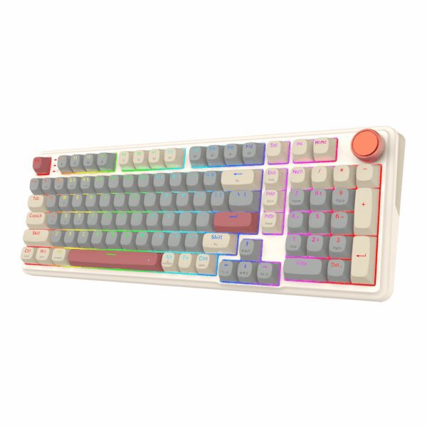 Redragon EISA 100 Retro RGB Wireless Mechanical Keyboard - Cream/Grey