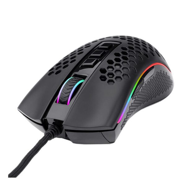 RD-M808-RGB wr 02 REDRAGON STORM 12400DPI 7 Buttons|Ergonomic Design|P3327 Optical Sensor|Lightweight Body|RGB Backlit gaming Mouse - Black