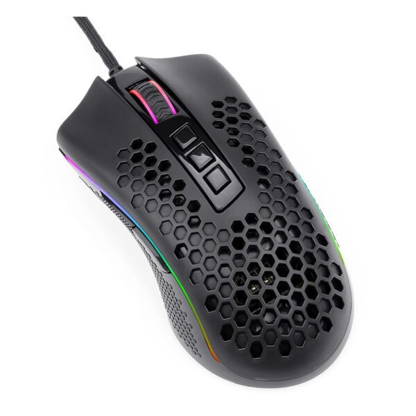 RD-M808-RGB wr 03 REDRAGON STORM 12400DPI 7 Buttons|Ergonomic Design|P3327 Optical Sensor|Lightweight Body|RGB Backlit gaming Mouse - Black