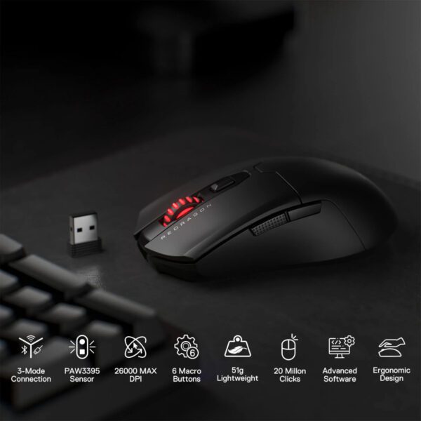 RD-M995-PRO Redragon-FYZU-M995-PRO-Wireless-Gaming-Mouse-Black wr 05a Redragon FYZU M995 PRO Wireless Gaming Mouse - Black