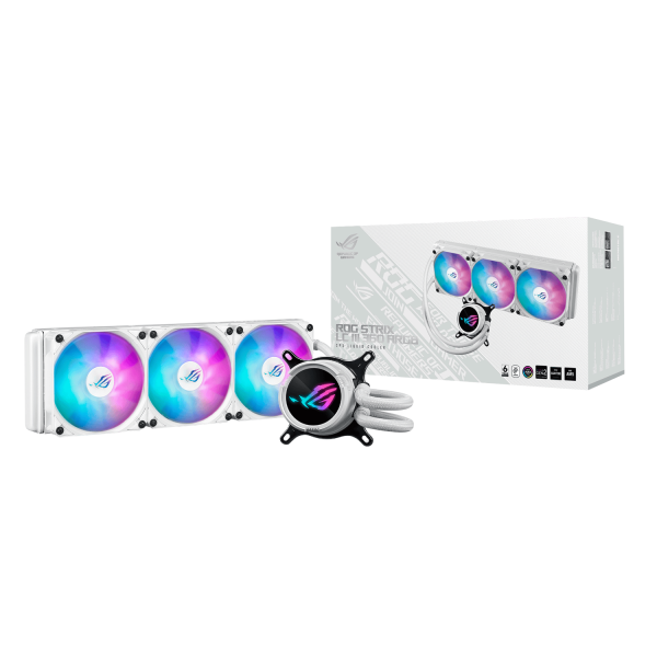 ROGSTRIXLCIII360ARGB WH ASUS ROG Strix LC III 360mm ARGB White E wr 01 ASUS ROG Strix LC III 360mm ARGB White Edition Liquid CPU Cooler