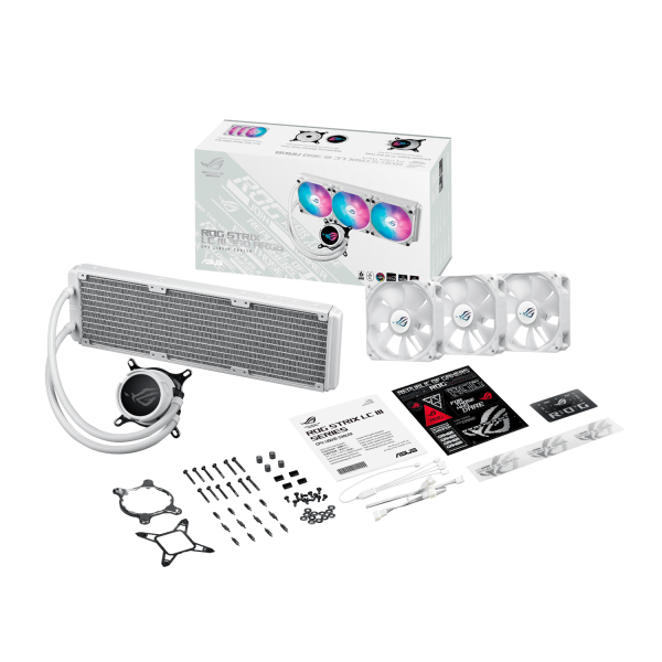 ROGSTRIXLCIII360ARGB WH ASUS ROG Strix LC III 360mm ARGB White E wr 06 ASUS ROG Strix LC III 360mm ARGB White Edition Liquid CPU Cooler