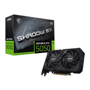 RTX5050SHADOW2XOC8G MSI-Nvidia-GeForce-RTX-5050-Shadow-2X-OC-8GB-Graphics-Card wr 01a MSI Nvidia GeForce RTX 5050 Shadow 2X OC 8GB Graphics Card