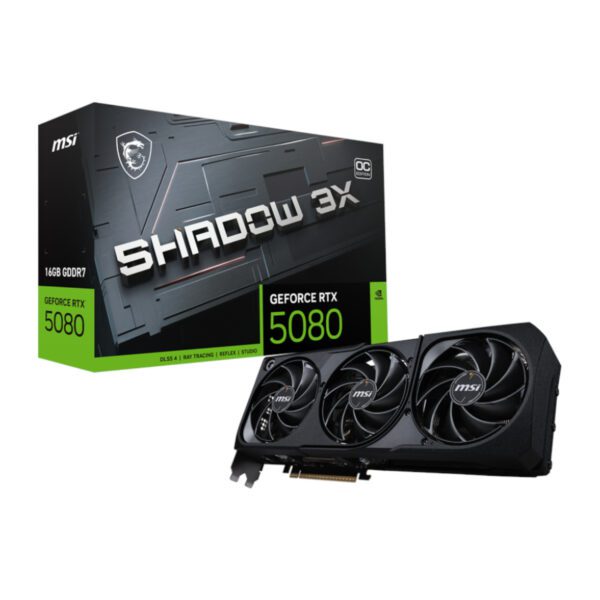 RTX5080SHADOW3XOC16GB MSI-Nvidia-GeForce-RTX-5080-Shadow-3X-OC-16GB-Graphics-Card wr 01a MSI GeForce RTX 5080 SHADOW 3X OC 16GB GDDR7 Graphics Card