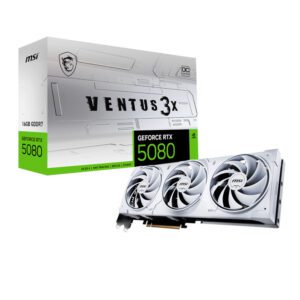 RTX5080VENTUS3XOC16GBWH MSI-GeForce-RTX™-5080-16G-VENTUS-3X-OC-White-Graphics-Card wr 01a MSI GeForce RTX 5080 VENTUS 3X OC 16GB GDDR7 Graphics Card - White