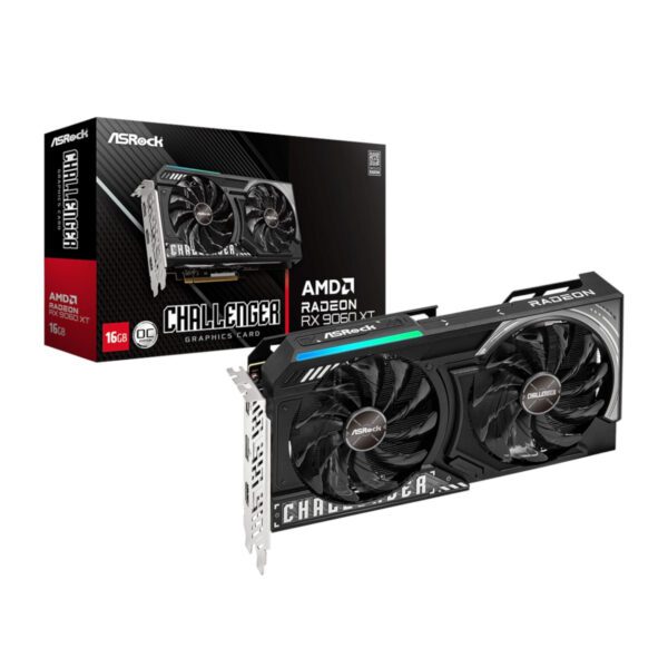 RX9060XTCHALLENGER16G ASRock-AMD-Radeon-RX-9060-XT-Challenger-16GB-OC wr 01a ASRock Radeon RX 9060 XT Challenger 16GB OC Graphics Card (RDNA™ 4, PCIe 5.0)