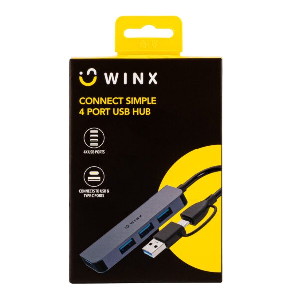 WINX WX-HB109 Connect-Simple-4-Port-USB-Hub Packaging-0104-Edit1500x1500-96DPI WINX CONNECT Simple USB/Type-C Hub