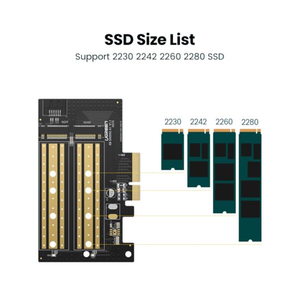 Cm302-70504-wr-03 UGREEN CM302 M.2 M/B-Key to PCI-E 3.0 Expansion Card